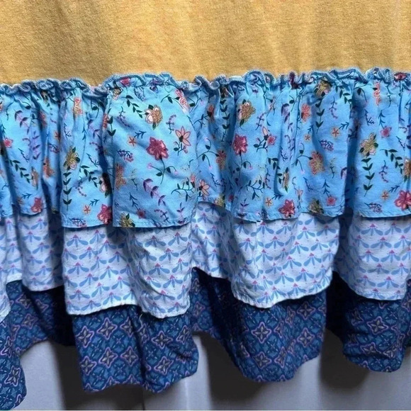 Matilda Jane Weekend Vibes Tunic Top Yellow Blue Tiered Ruffle Hem Women's L - Picture 3 of 6